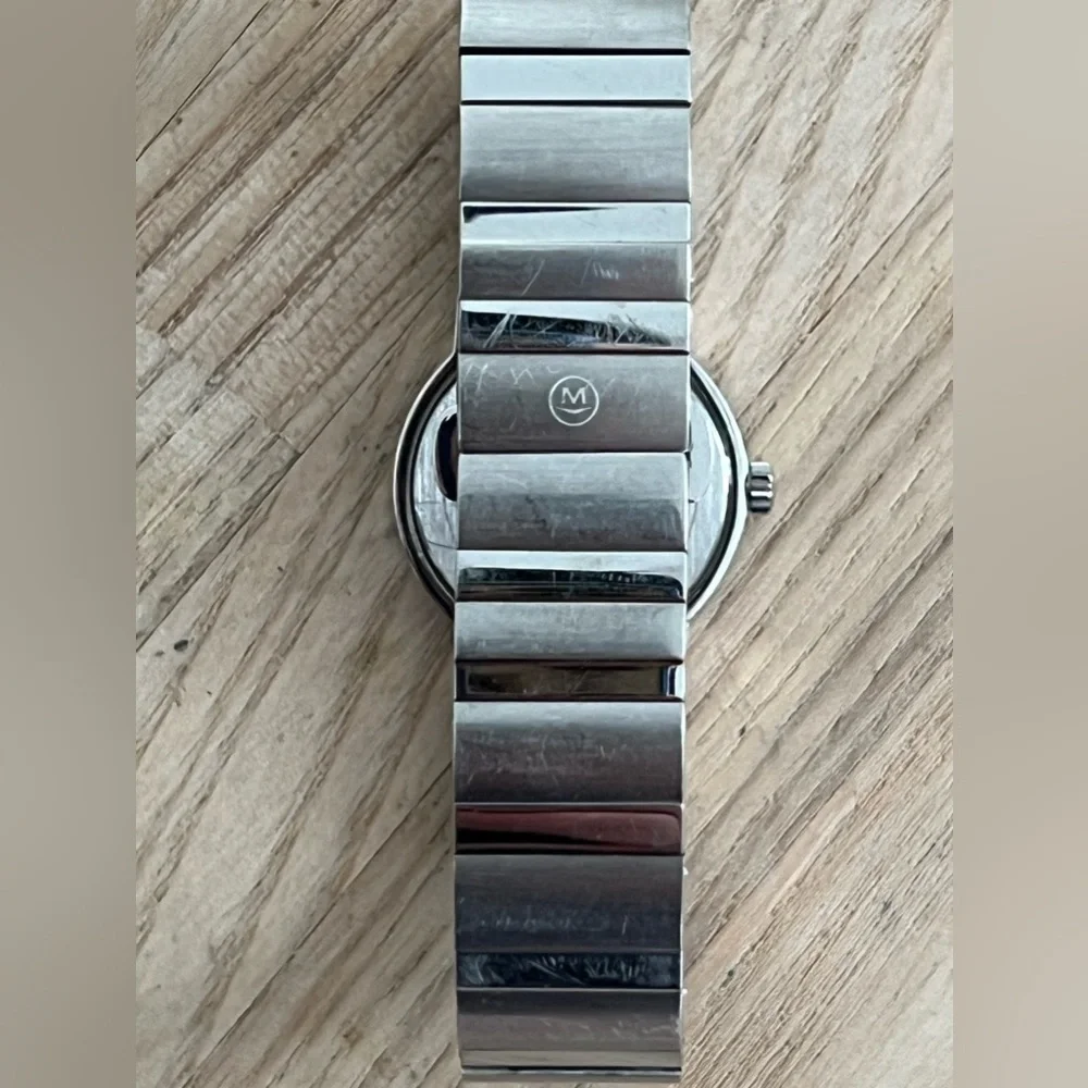 Movado Museum Sapphire Ladies Watch Stainless Bracelet Black Round Dial